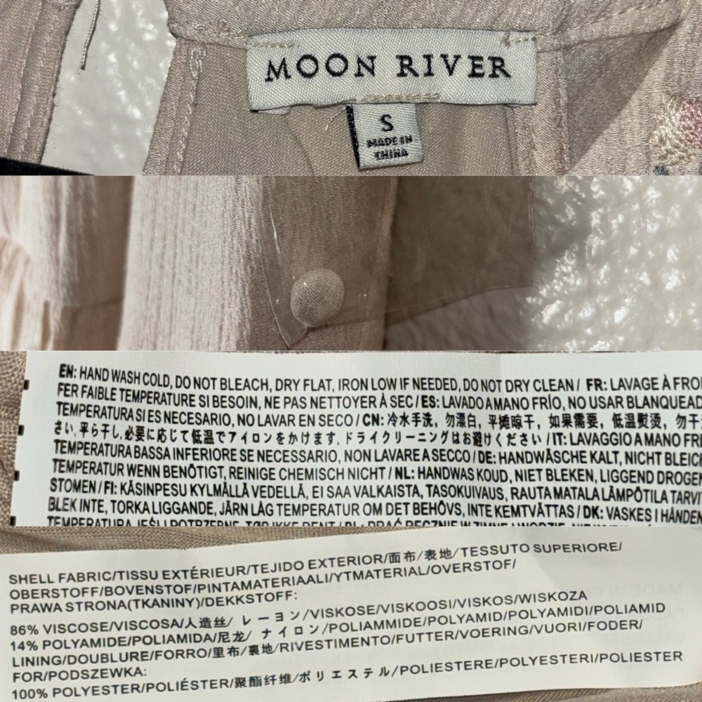 Moon River Floral Embroidery Lace Trim Midi Dress Woman's Small Cream Multicolor - Picture 3 of 16